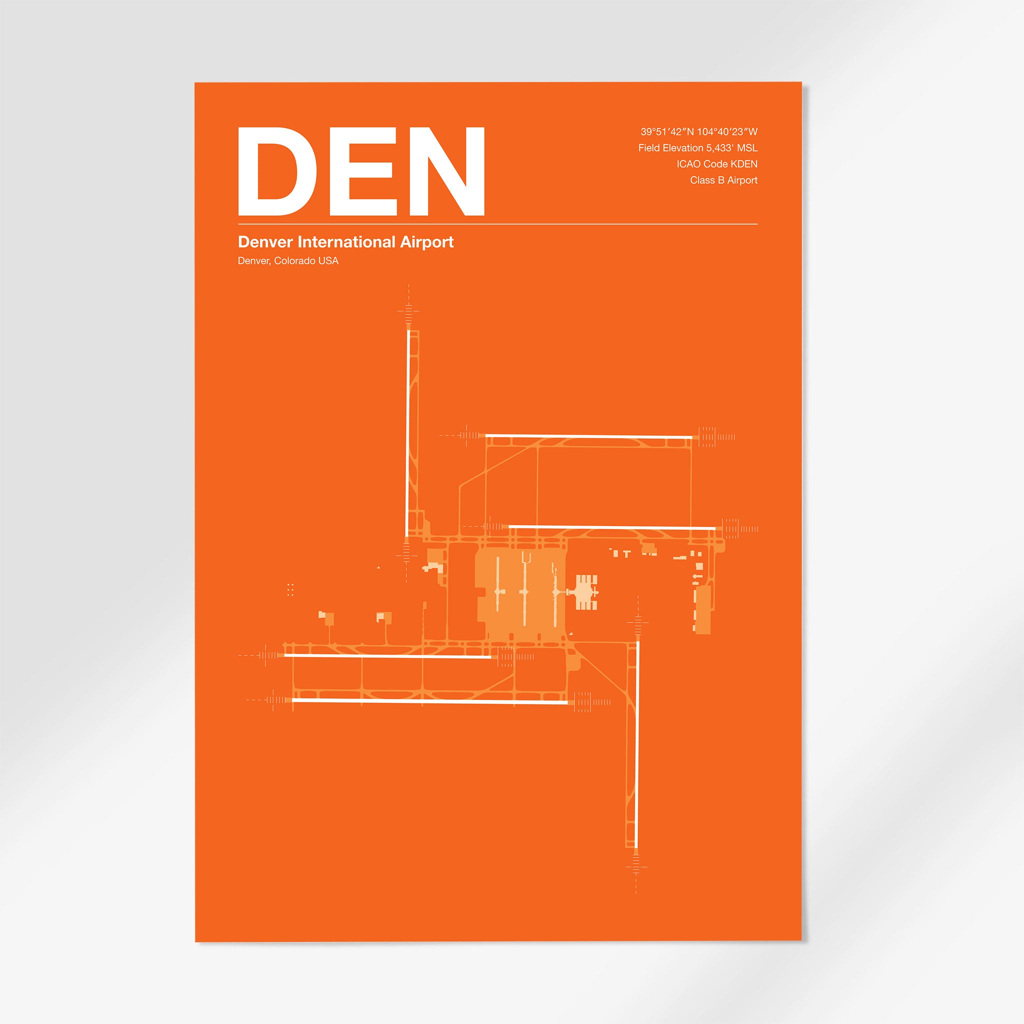DEN | Denver - 12×18" - Sunset Orange - No Frame