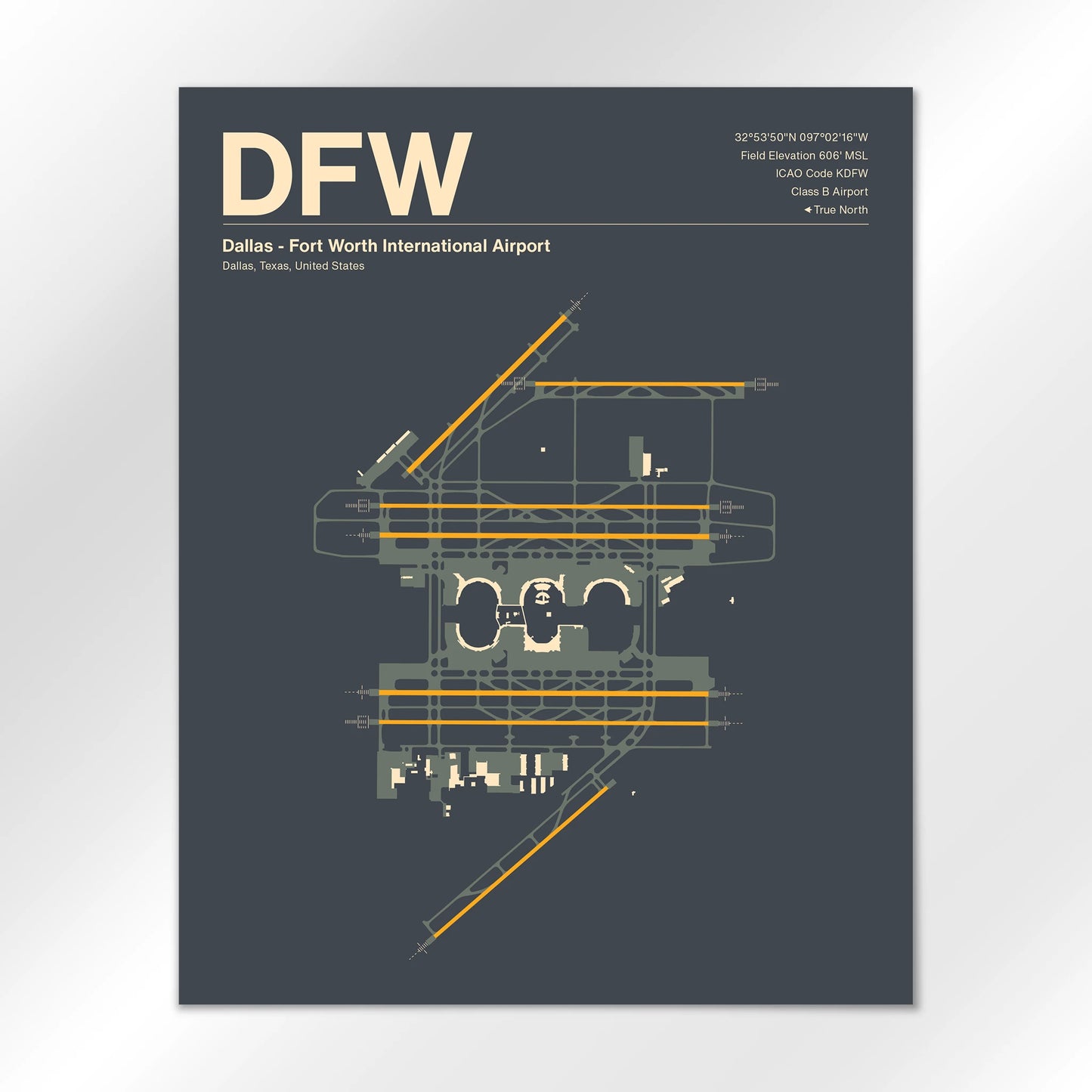 DFW | Dallas - Mid - Century Slate - 16×20" - No Frame
