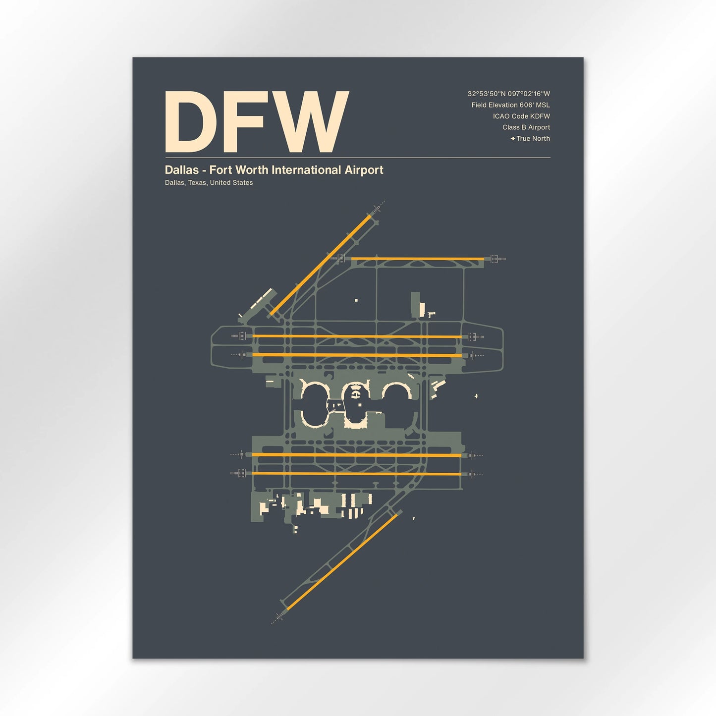 DFW | Dallas - Mid - Century Slate - 18×24" - No Frame