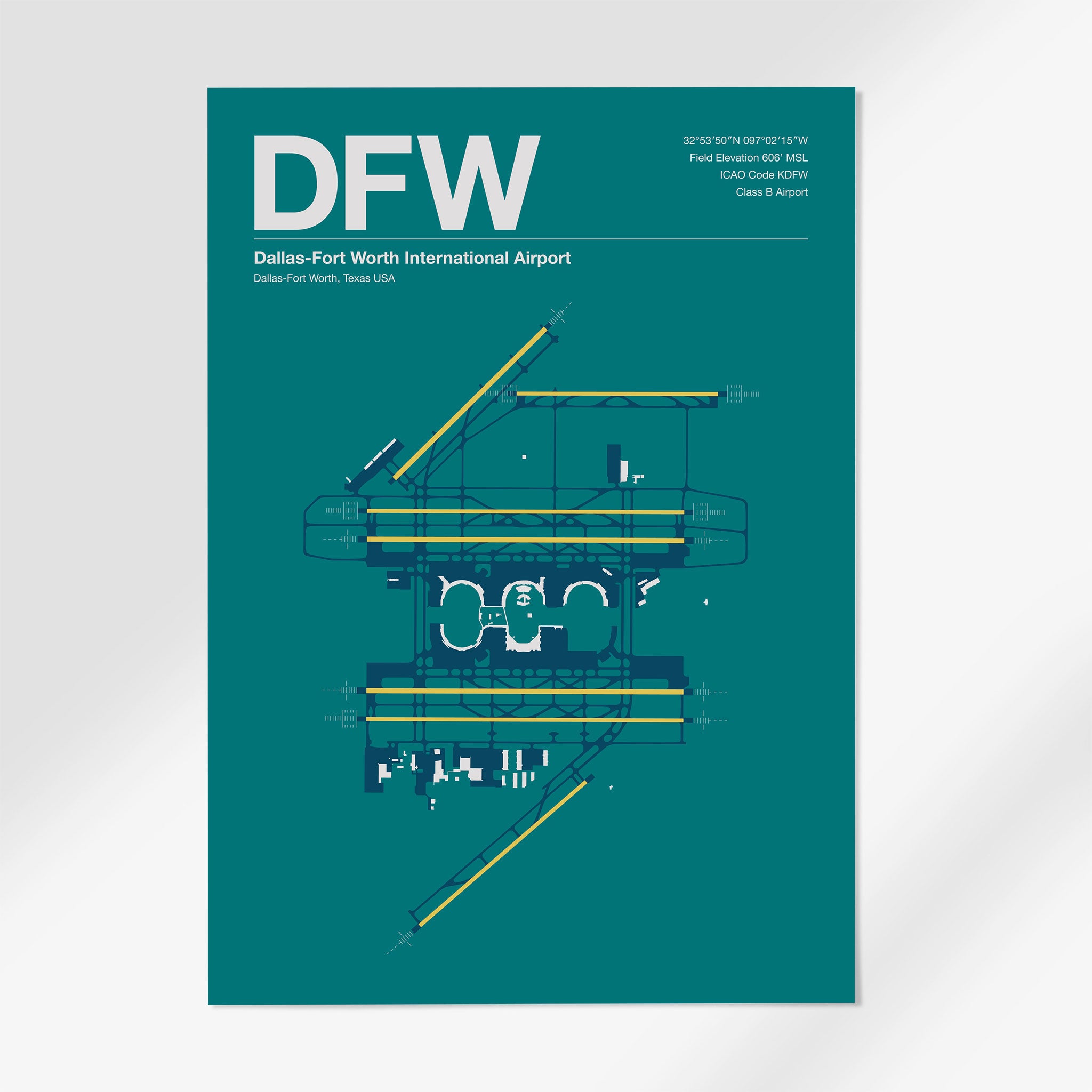 DFW | Dallas - 24×36" - Mid - Century Moss - No Frame