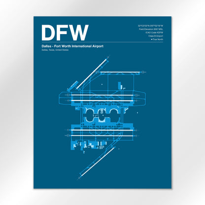 DFW | Dallas - Skyline Blue - 16×20" - No Frame