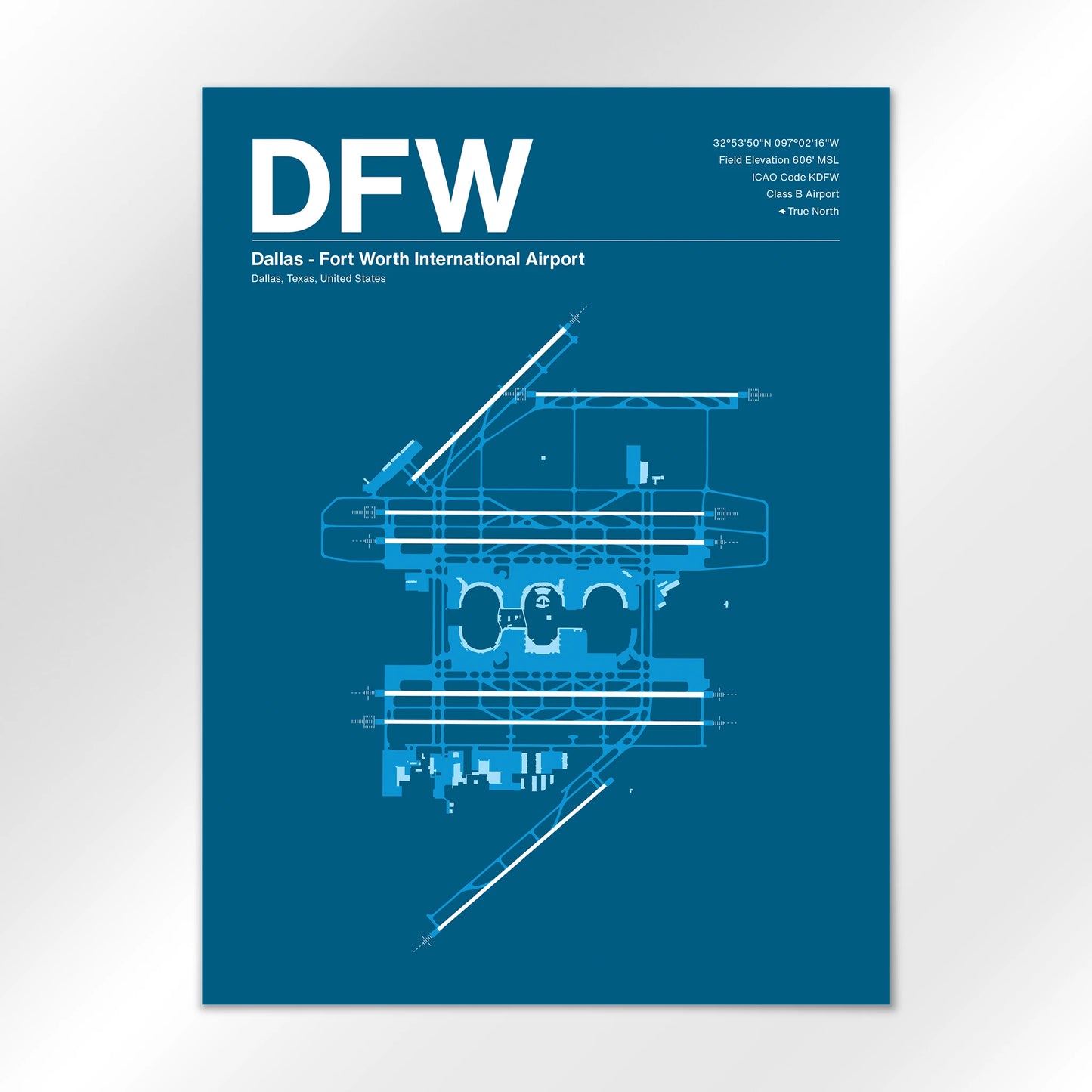DFW | Dallas - Skyline Blue - 18×24" - No Frame