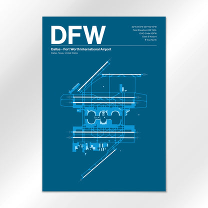 DFW | Dallas - Skyline Blue - A2 - No Frame