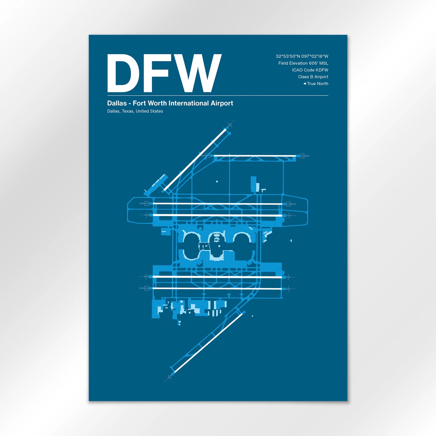 DFW | Dallas - Skyline Blue - A3 - No Frame