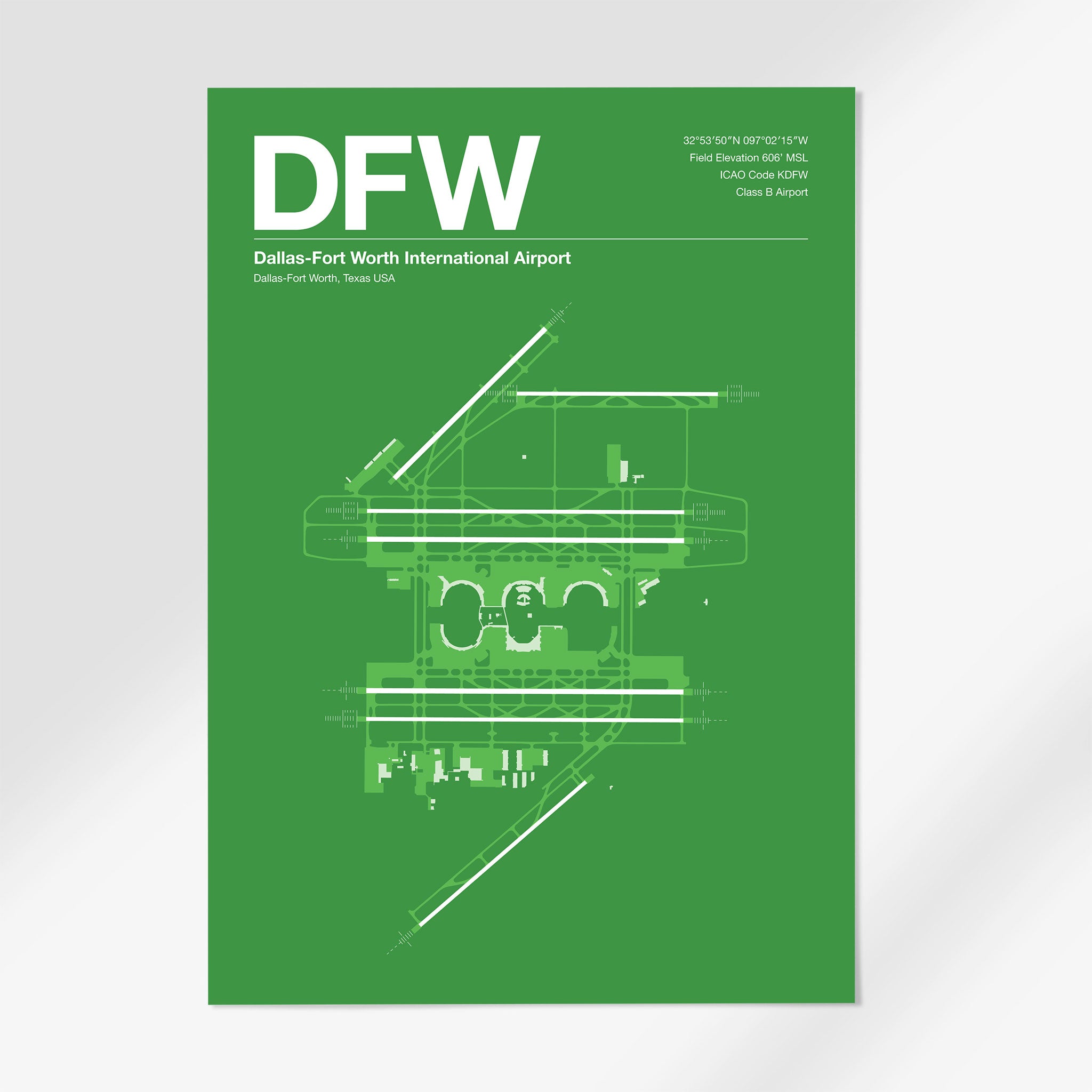 DFW | Dallas - 24×36" - Overland Green - No Frame