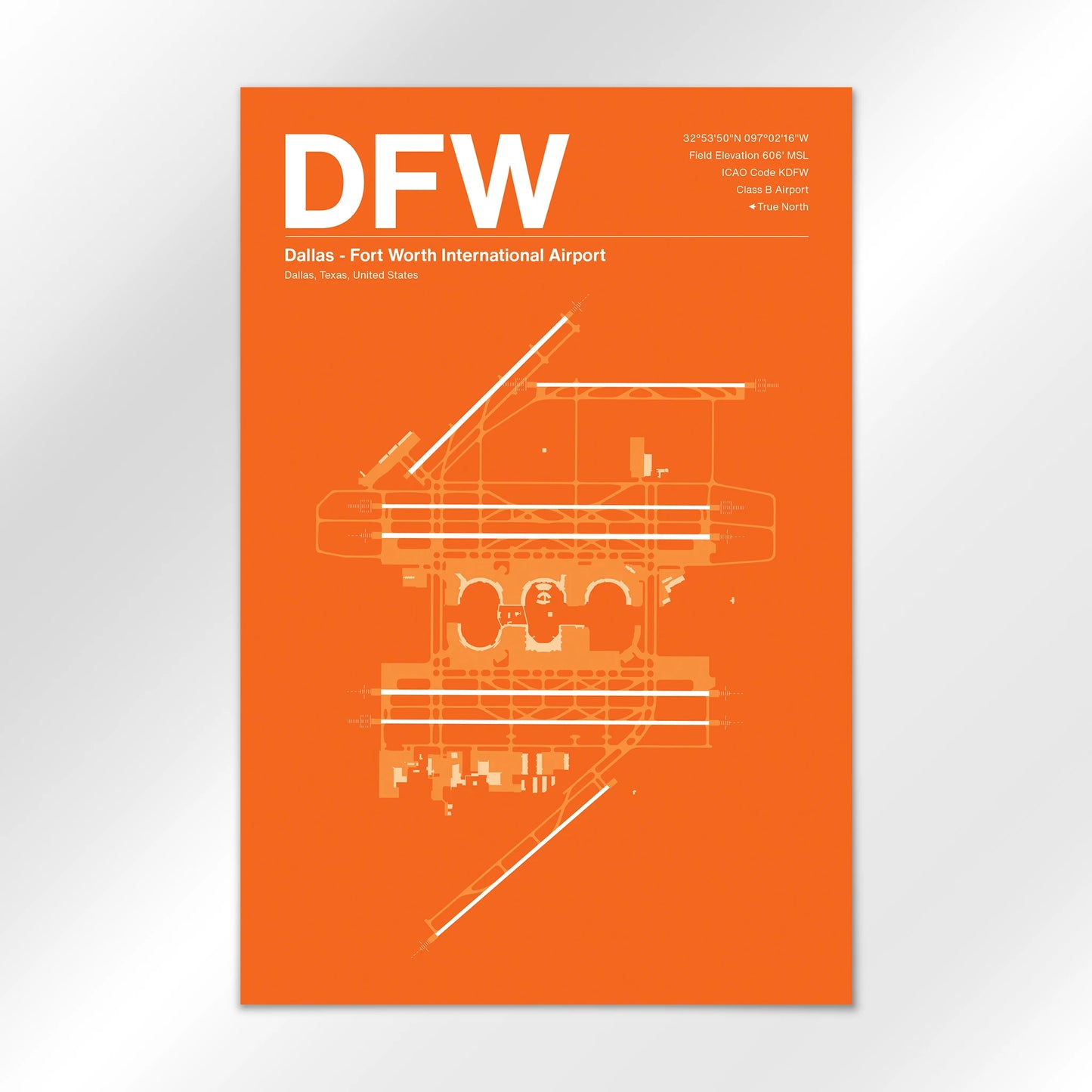 DFW | Dallas - Sunset Orange - 12×18" - No Frame