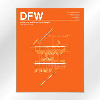 DFW | Dallas - Sunset Orange - 16×20" - No Frame