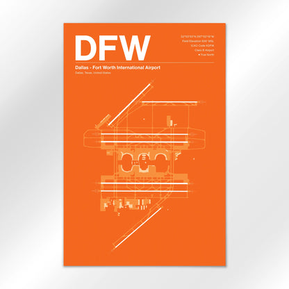 DFW | Dallas - Sunset Orange - 24×36" - No Frame