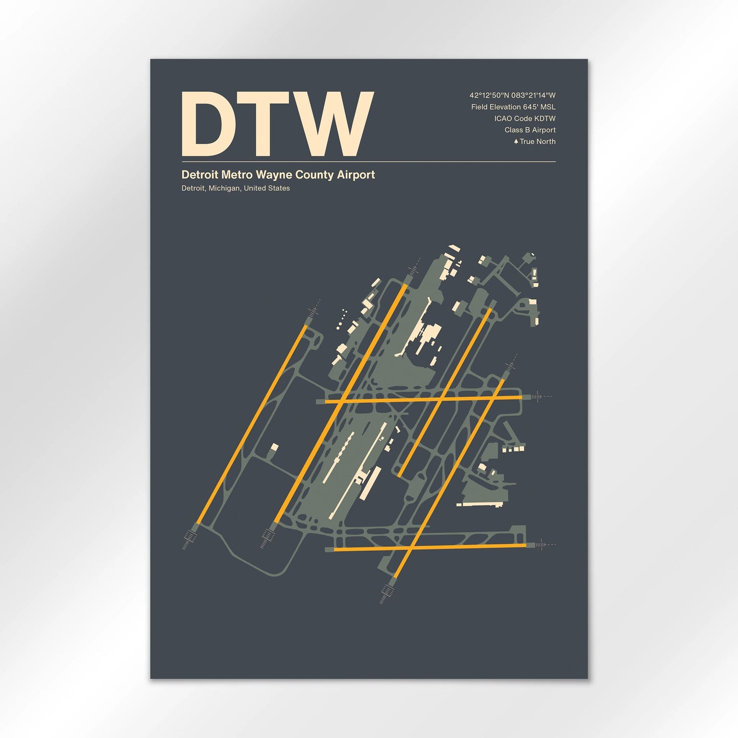 DTW | Detroit - Mid - Century Slate - A1 - No Frame