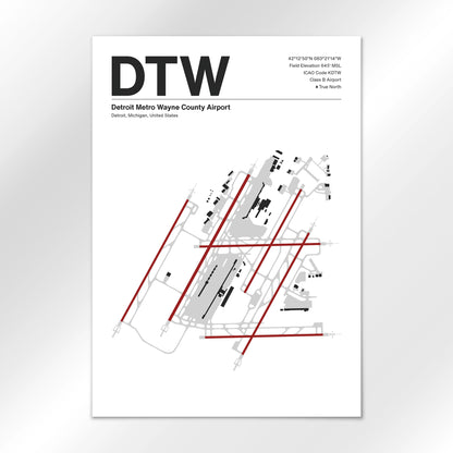 DTW | Detroit - Mid - Century Modern - A2 - No Frame
