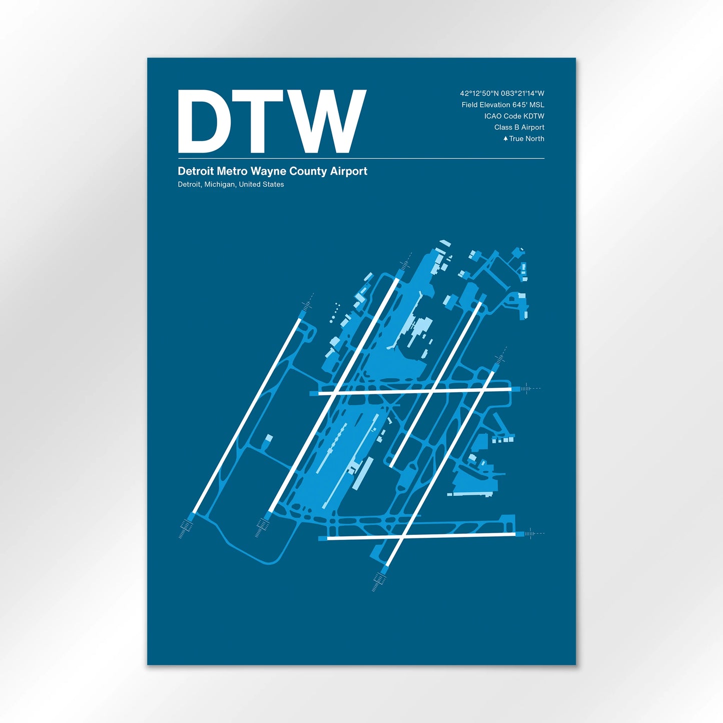 DTW | Detroit - Skyline Blue - A1 - No Frame