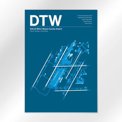 DTW | Detroit - Skyline Blue - A1 - No Frame