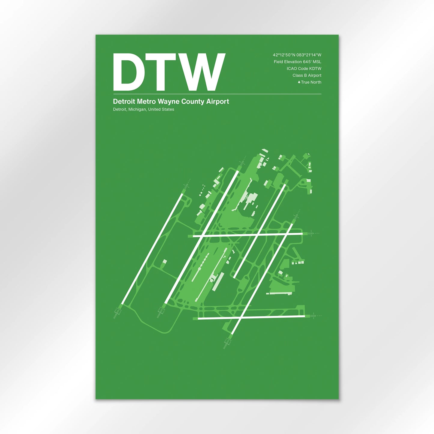 DTW | Detroit - Overland Green - 12×18" - No Frame