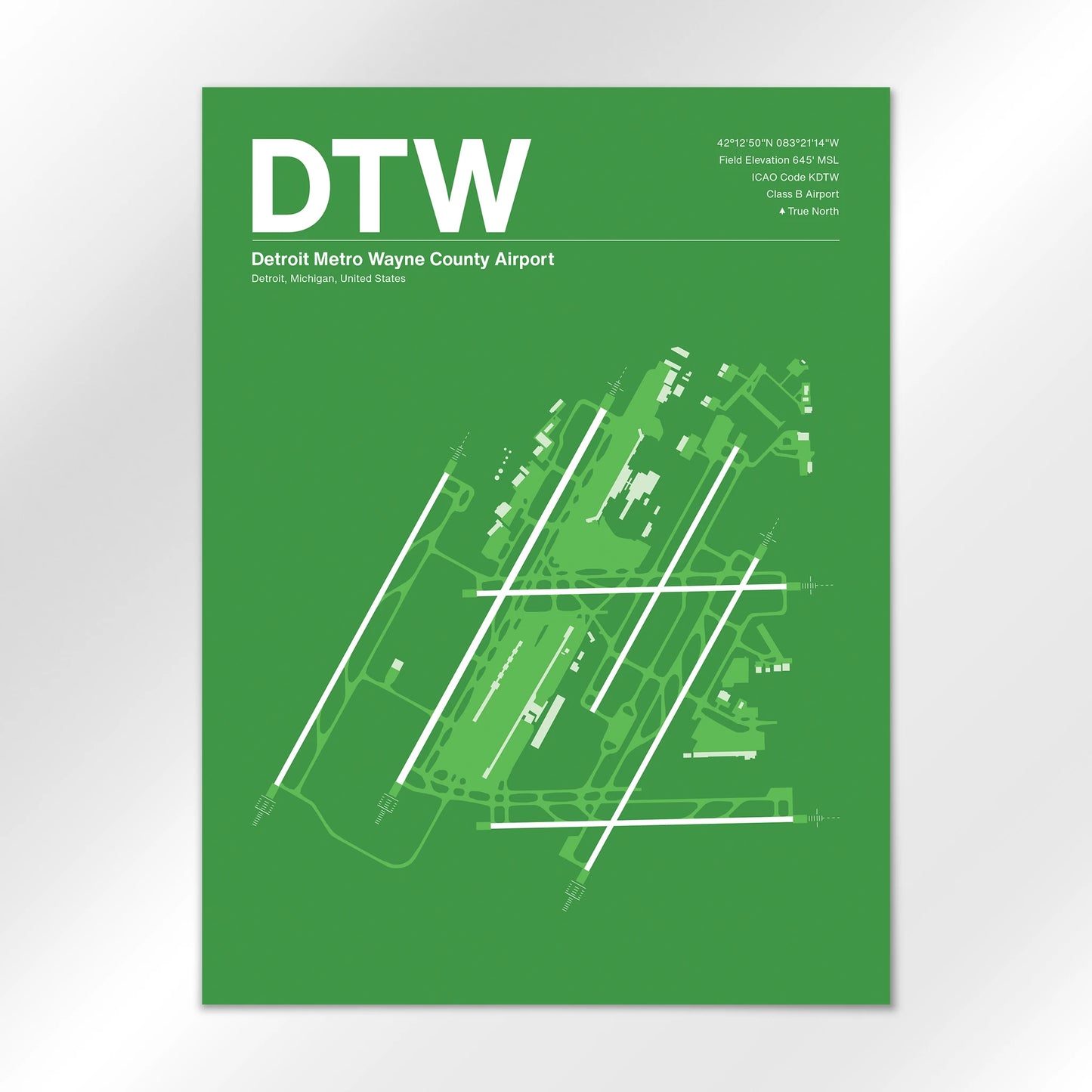 DTW | Detroit - Overland Green - 18×24" - No Frame