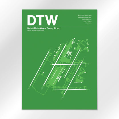 DTW | Detroit - Overland Green - 18×24" - No Frame