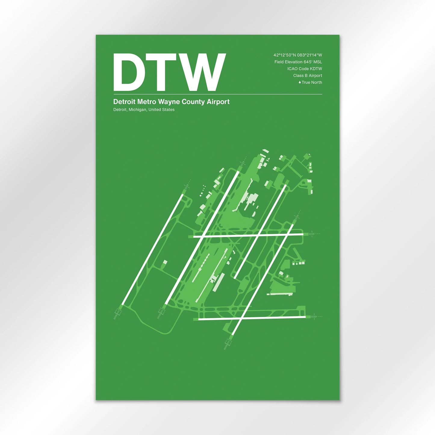 DTW | Detroit - Overland Green - 24×36" - No Frame