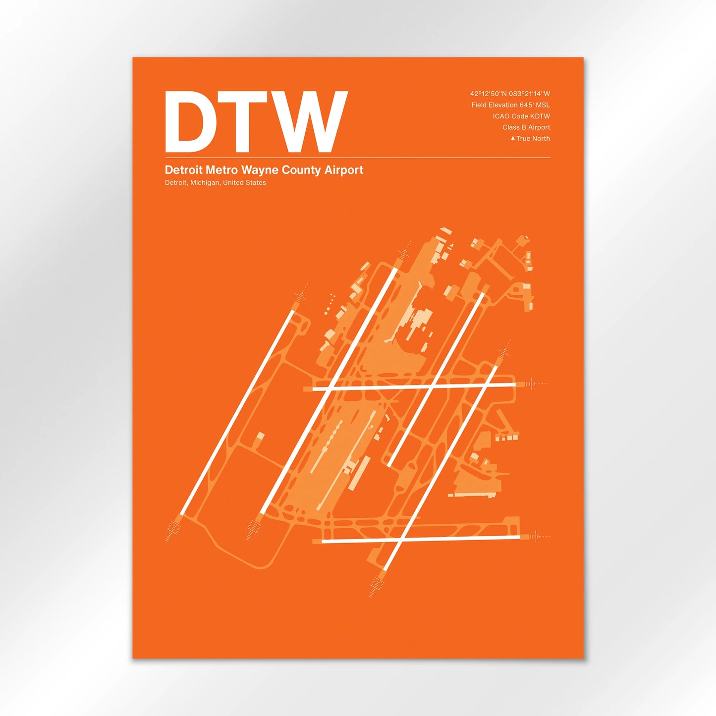 DTW | Detroit - Sunset Orange - 18×24" - No Frame