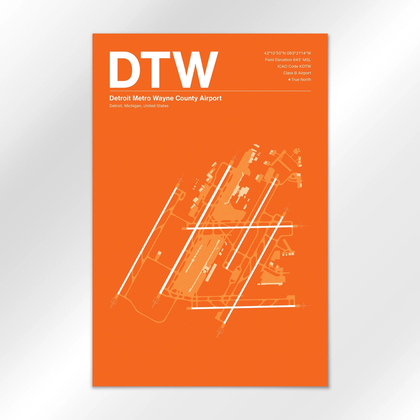 DTW | Detroit - Sunset Orange - 24×36" - No Frame