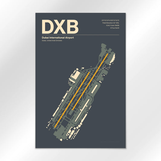 DXB | Dubai - Mid - Century Slate - 12×18" - No Frame
