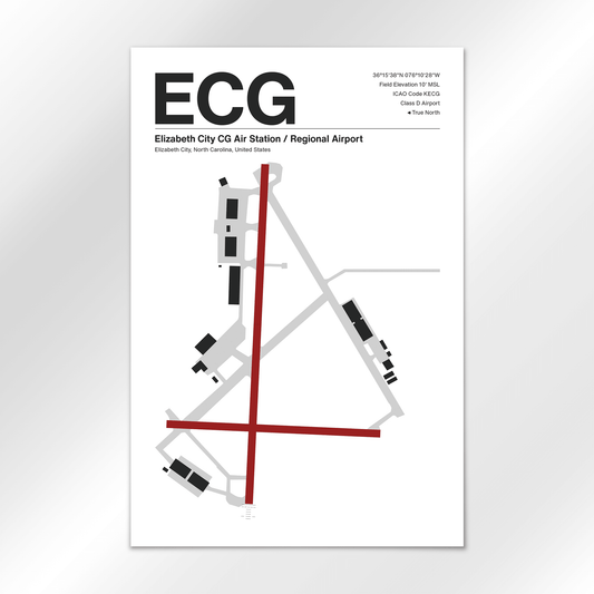ECG | Elizabeth City - Mid - Century Modern - 12×18" - No Frame