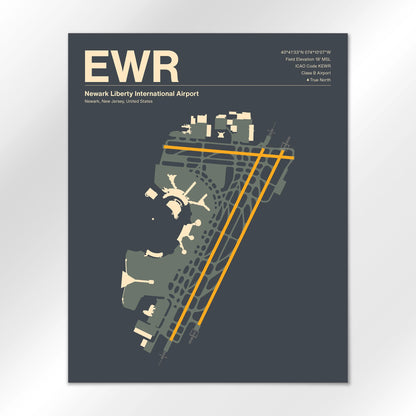 EWR | Newark - Mid - Century Slate - 16×20" - No Frame