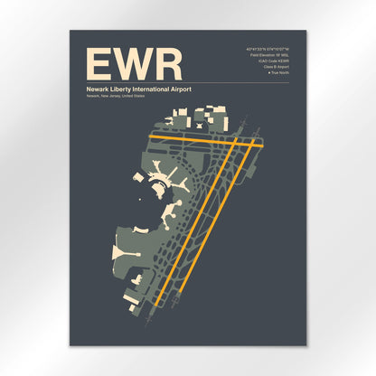 EWR | Newark - Mid - Century Slate - 18×24" - No Frame