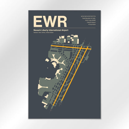 EWR | Newark - Mid - Century Slate - 24×36" - No Frame