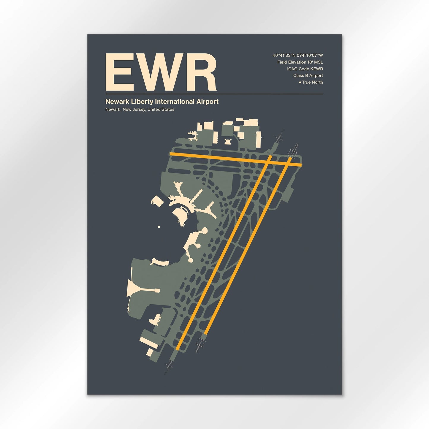 EWR | Newark - Mid - Century Slate - A1 - No Frame