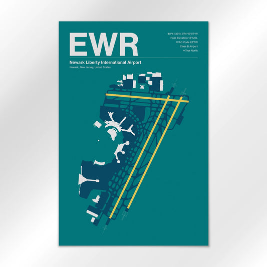 EWR | Newark - Mid - Century Moss - 12×18" - No Frame