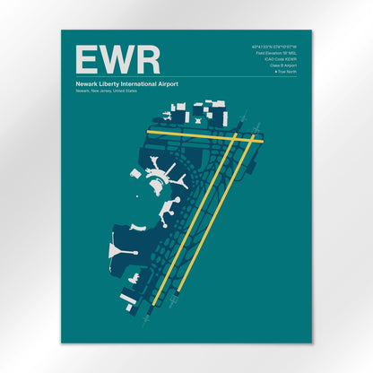EWR | Newark - Mid - Century Moss - 16×20" - No Frame