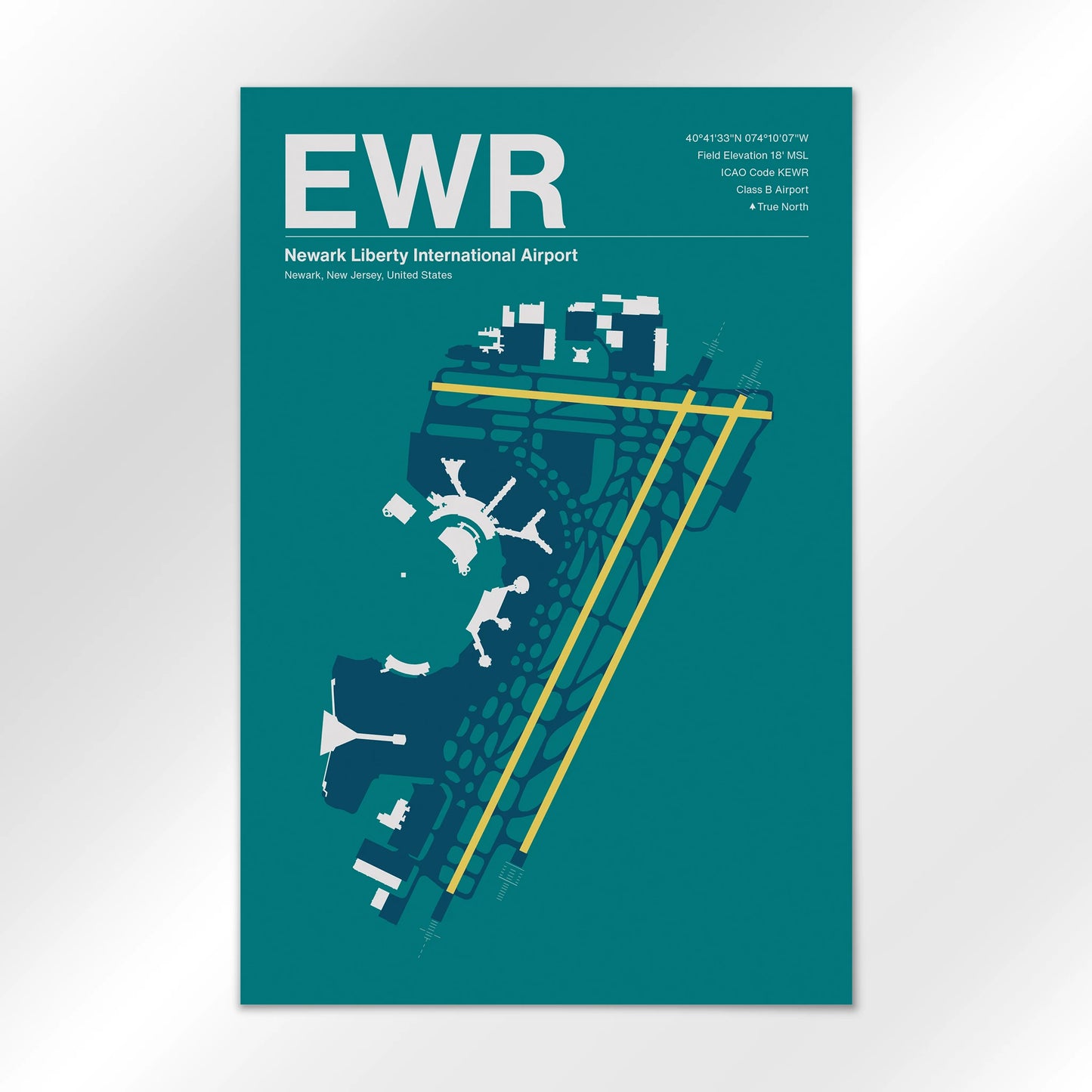 EWR | Newark - Mid - Century Moss - 24×36" - No Frame