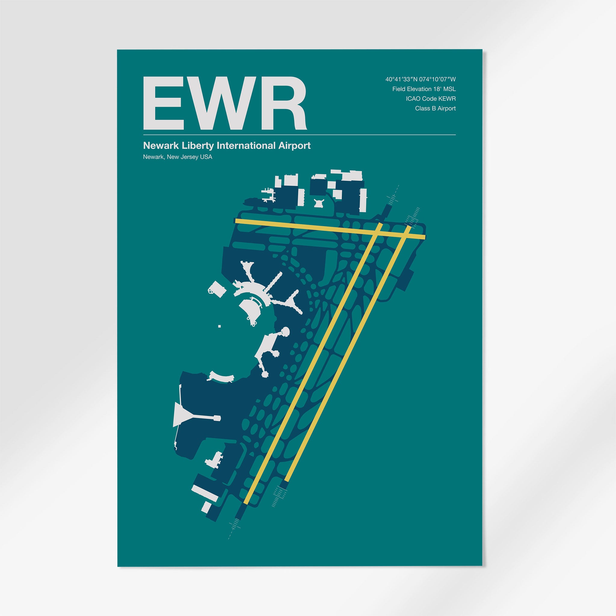 EWR | Newark - 24×36" - Mid - Century Moss - No Frame