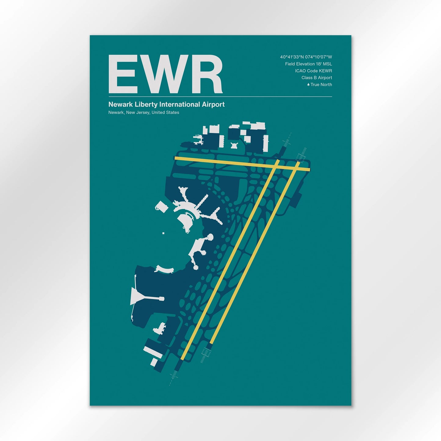 EWR | Newark - Mid - Century Moss - A2 - No Frame