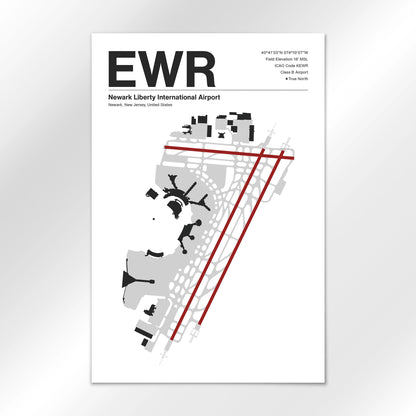 EWR | Newark - Mid - Century Modern - 12×18" - No Frame