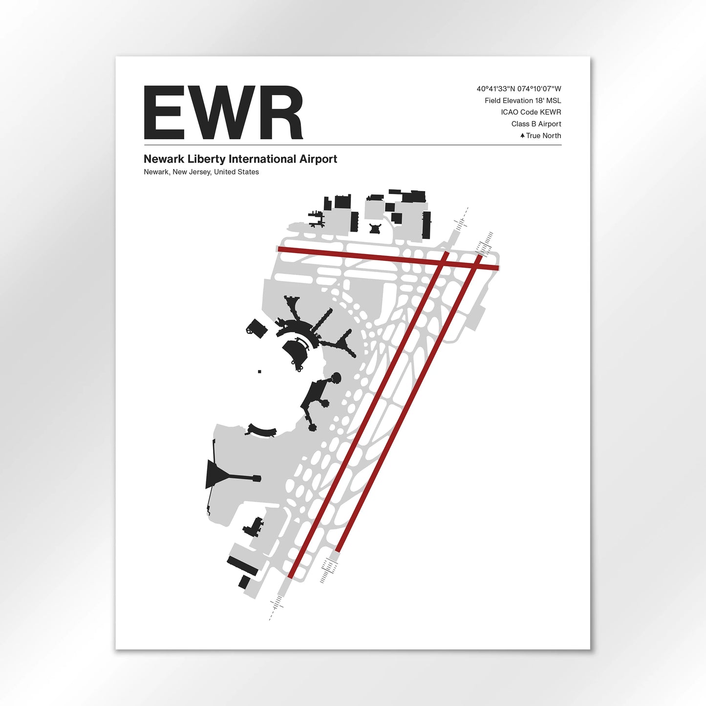 EWR | Newark - Mid - Century Modern - 16×20" - No Frame