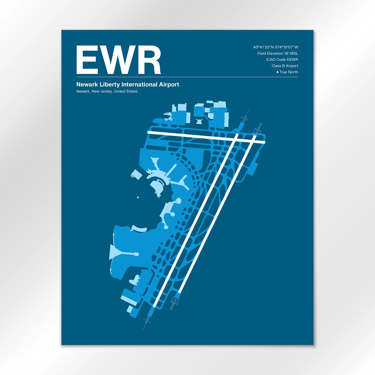 EWR | Newark - Skyline Blue - 16×20" - No Frame
