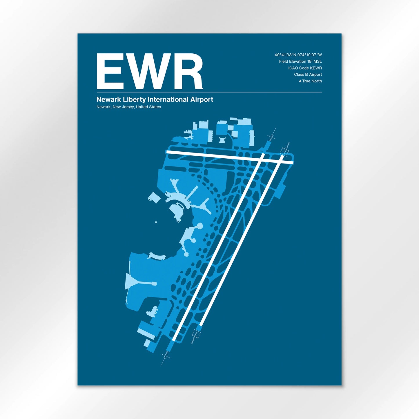 EWR | Newark - Skyline Blue - 18×24" - No Frame
