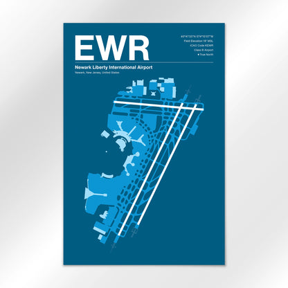 EWR | Newark - Skyline Blue - 24×36" - No Frame