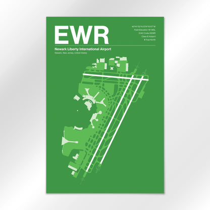 EWR | Newark - Overland Green - 12×18" - No Frame