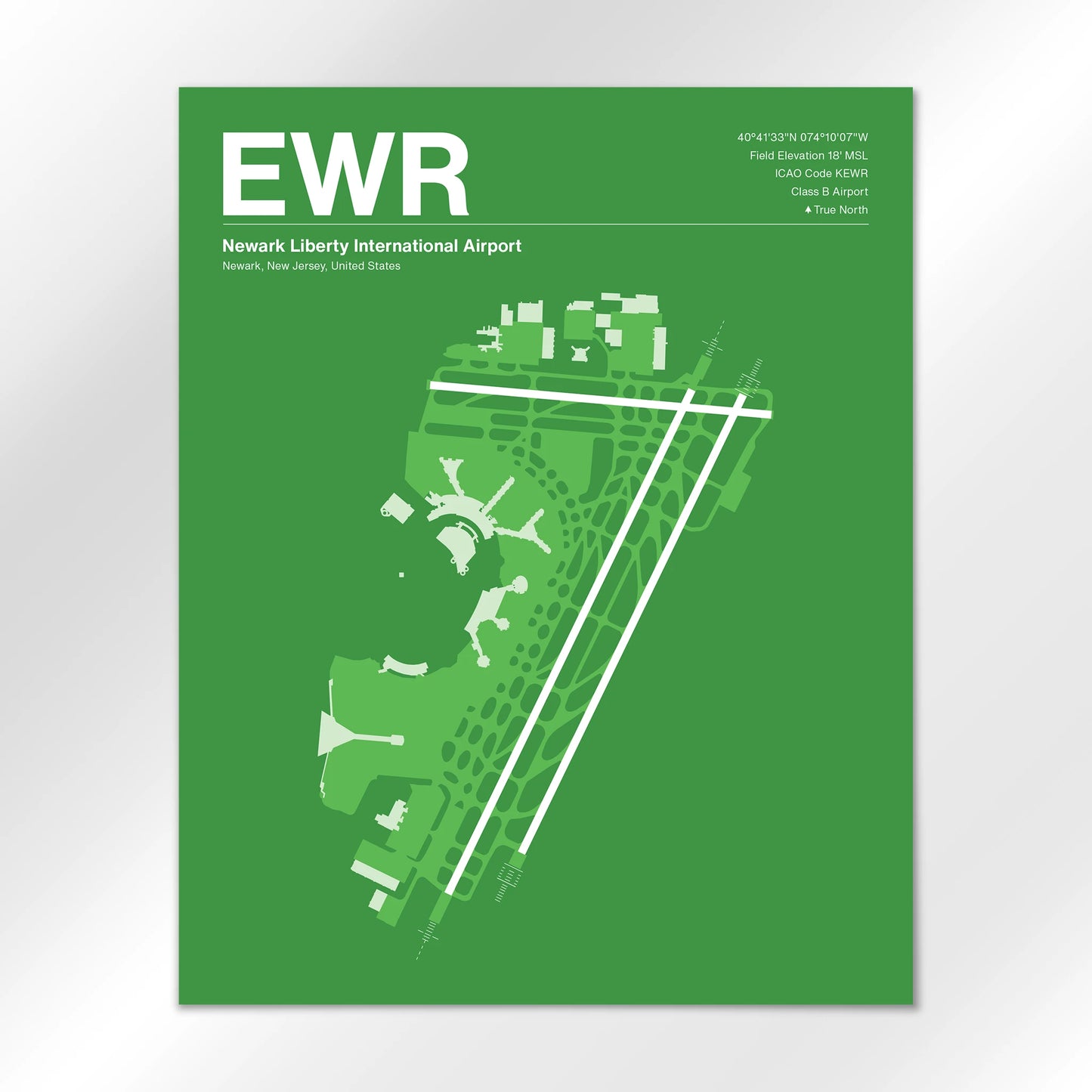 EWR | Newark - Overland Green - 16×20" - No Frame