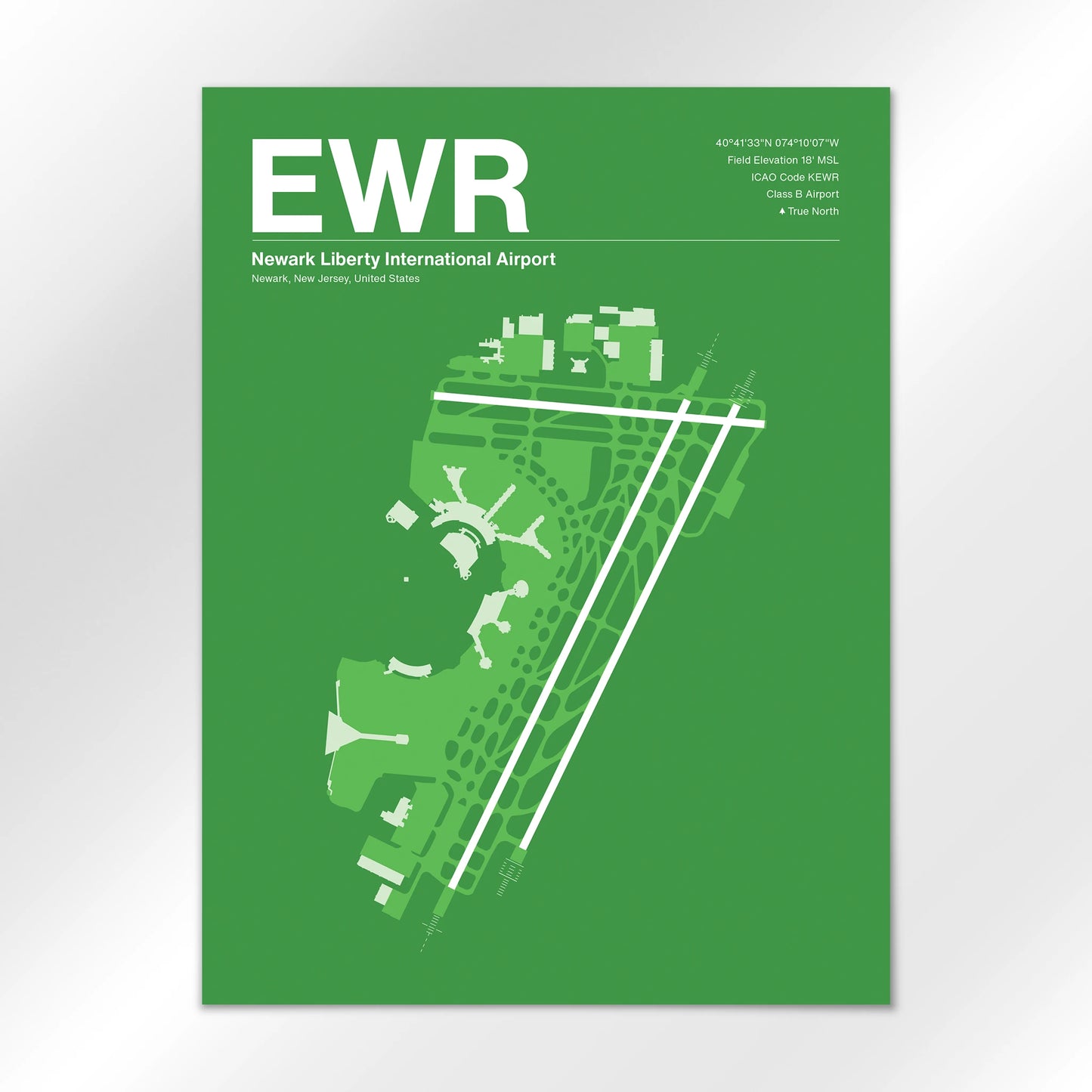 EWR | Newark - Overland Green - 18×24" - No Frame