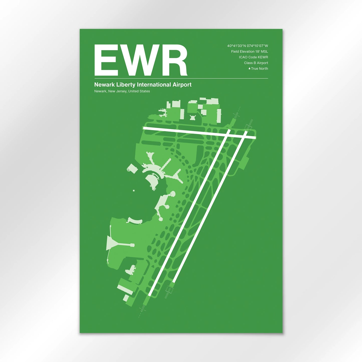 EWR | Newark - Overland Green - 24×36" - No Frame