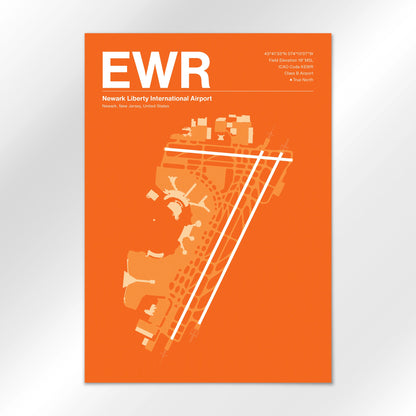 EWR | Newark - Sunset Orange - A1 - No Frame
