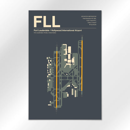 FLL | Fort Lauderdale - Mid - Century Slate - 12×18" - No Frame