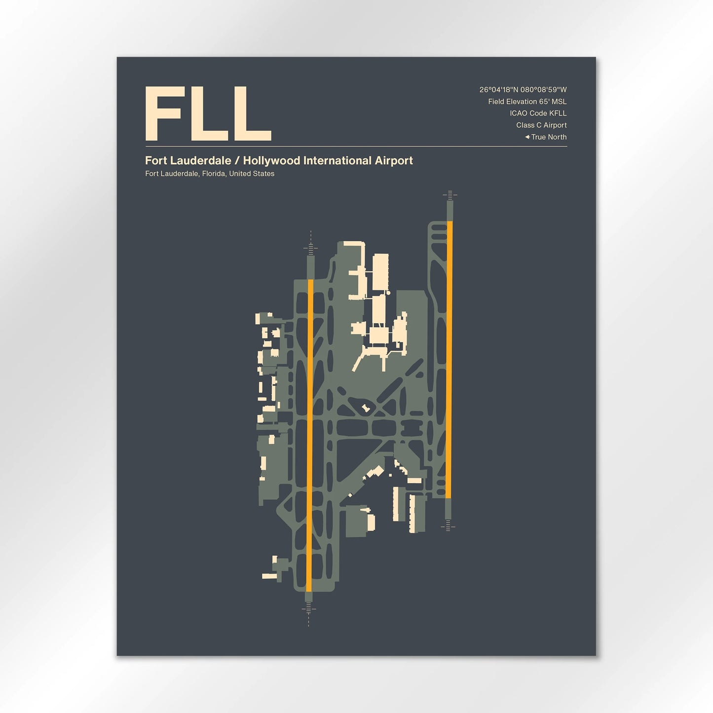 FLL | Fort Lauderdale - Mid - Century Slate - 16×20" - No Frame
