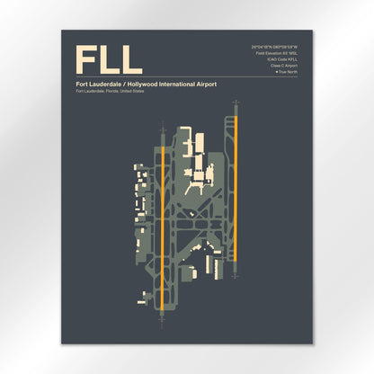 FLL | Fort Lauderdale - Mid - Century Slate - 16×20" - No Frame