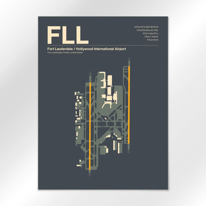 FLL | Fort Lauderdale - Mid - Century Slate - 18×24" - No Frame