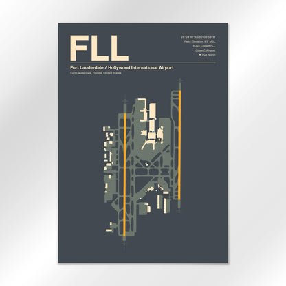 FLL | Fort Lauderdale - Mid - Century Slate - A2 - No Frame