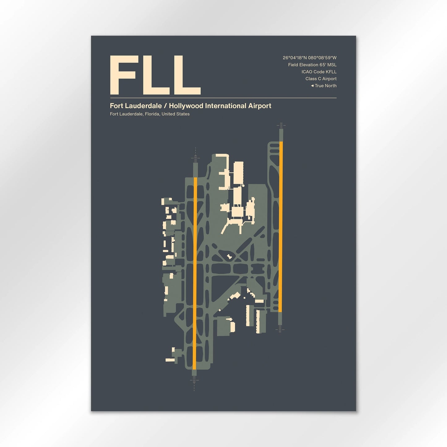 FLL | Fort Lauderdale - Mid - Century Slate - A3 - No Frame
