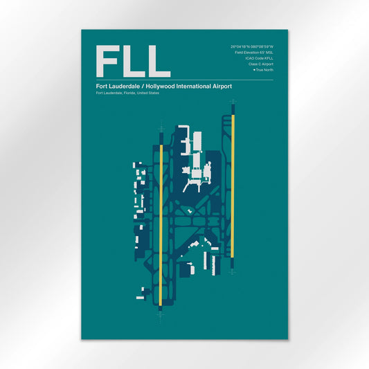 FLL | Fort Lauderdale - Mid - Century Moss - 12×18" - No Frame